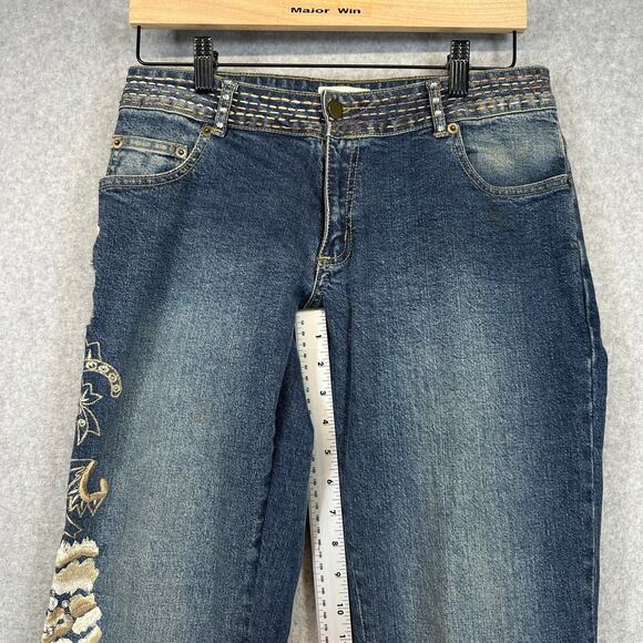 Vanity Collection Jeans Womens Size 6 Blue Floral Embroidered Cotton Blend - Picture 11 of 13